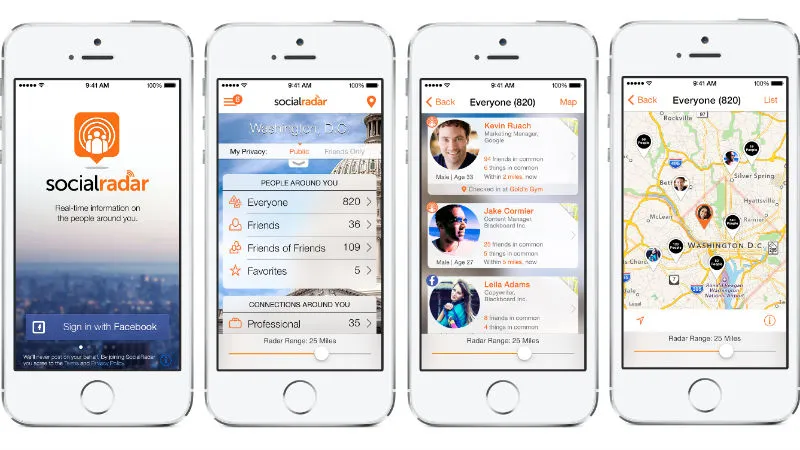 SocialRadar is an app that provides real-time information about the people around you