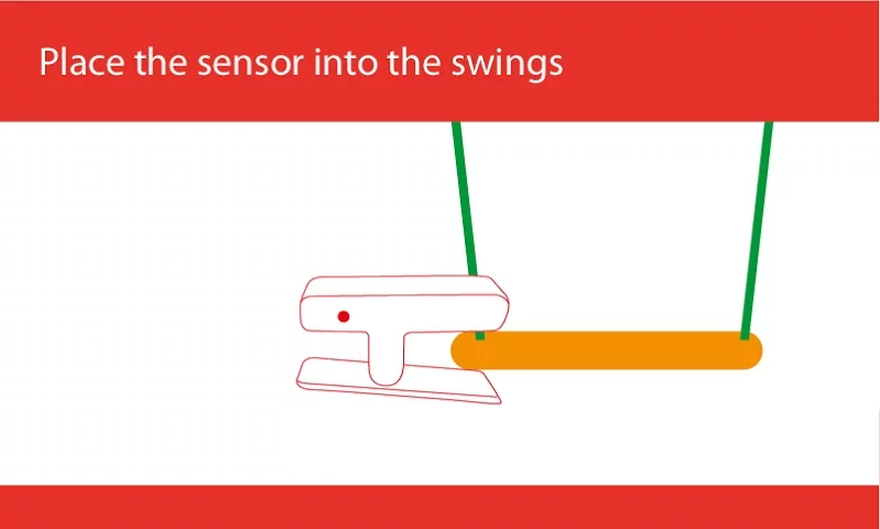The Hybrid Play sensor, in the shape of an overgrown clothespin, clips onto playground equipment to detect motion and proximity