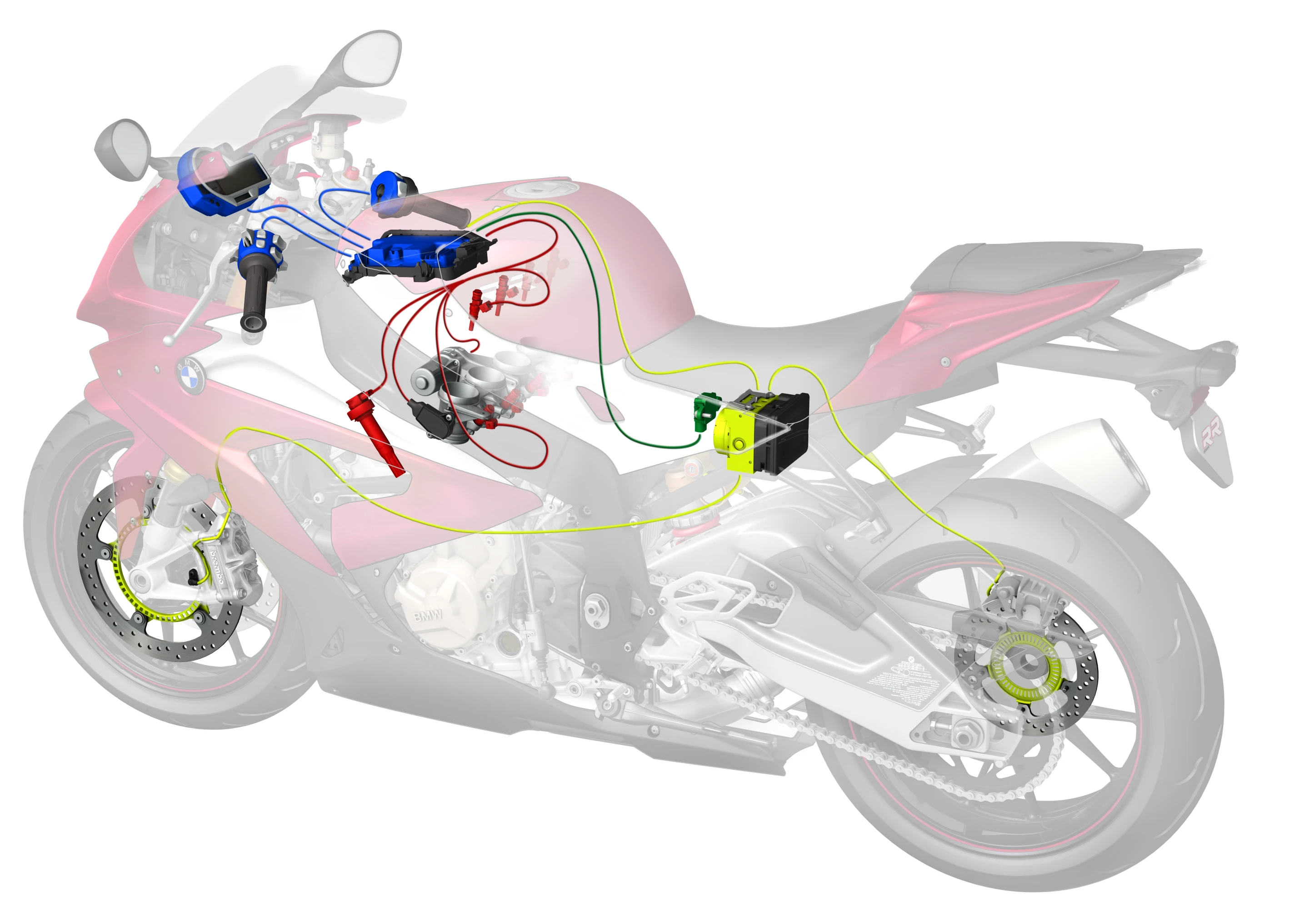 2015 BMW S1000RR: fly by wire throttle and traction control sensors