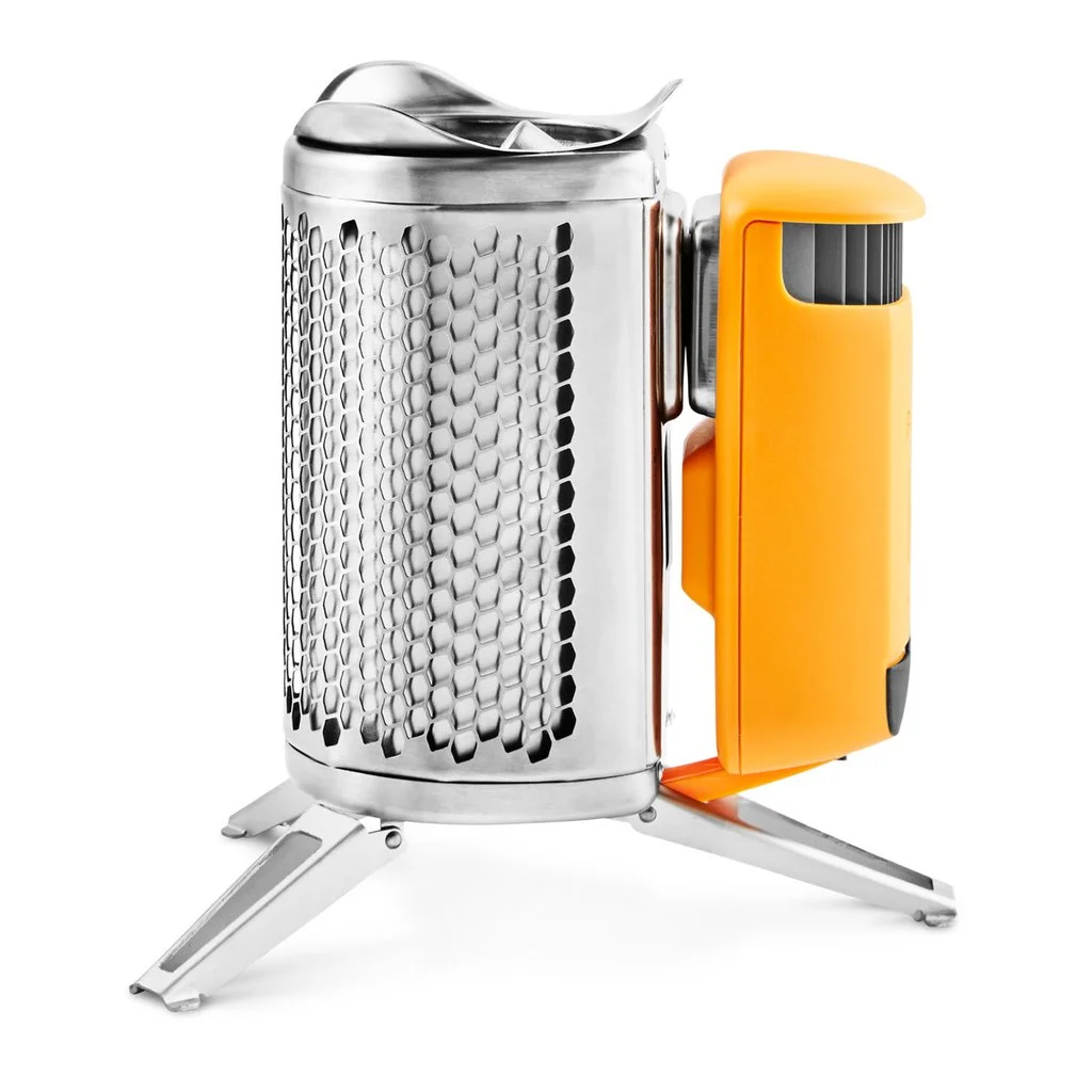 The Campstove 2 captures wasted heat energy from the fire and turns it into electricity through a thermoelectric generator