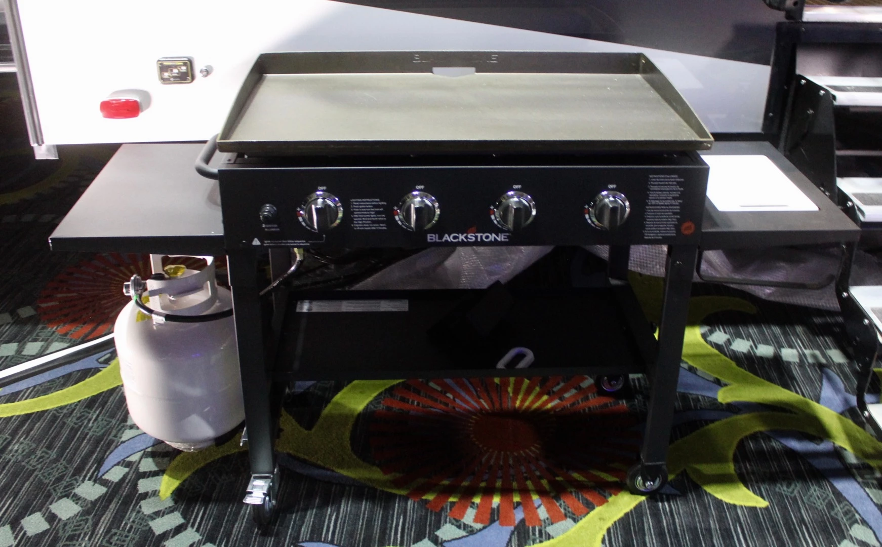 The Cyclone tailgate concept trailer doesn't have quite as much outdoor cooking power as you'd expect from a huge tailgater RV, but it does have this Blackstone griddle