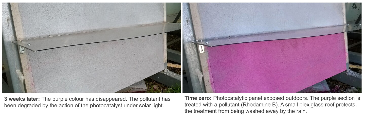 A before and after photo of an experiment that shows how