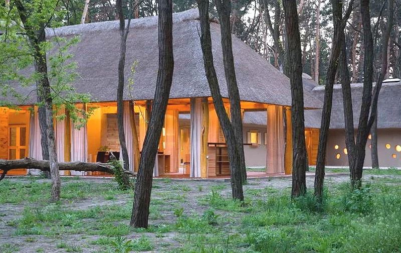 The Friend House Ukrainian ecohotel was sustainably built using only wood, clay, reeds and stone