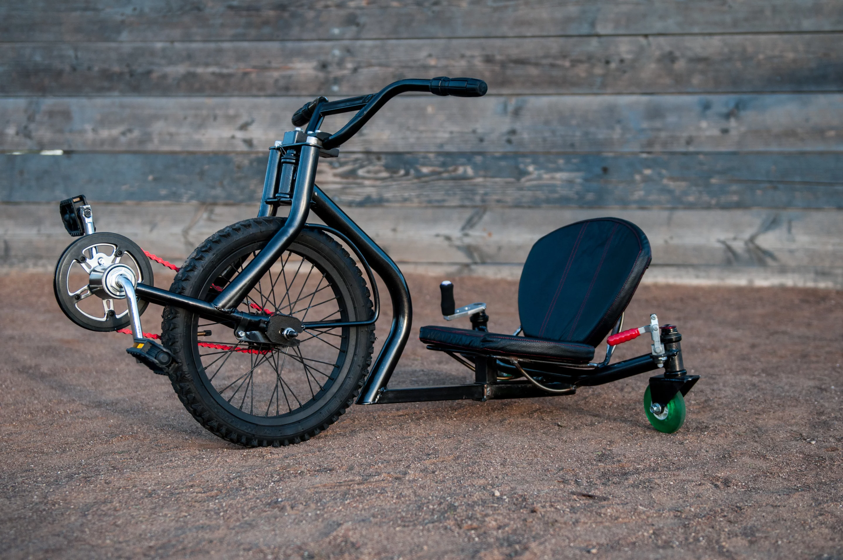 The forks, the main tube, the seat section, the rear wheel handle, the actual seat, and the rear wheel tube are all bent/crafted in-house