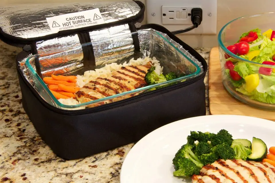 To use the Mini, you simply place a container of food inside, zip it up and plug it in