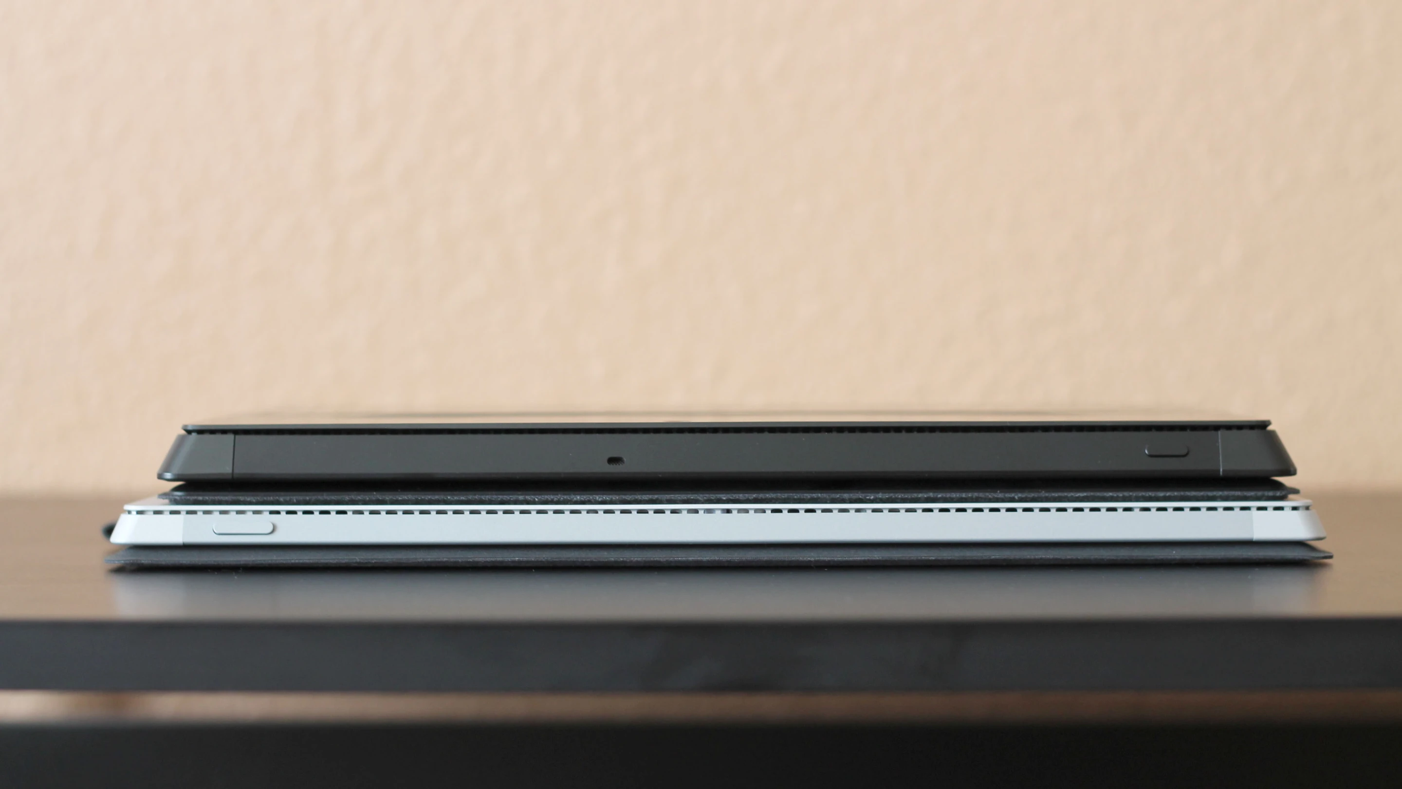 Surface Pro 3 (bottom) with the Surface Pro 2 on top