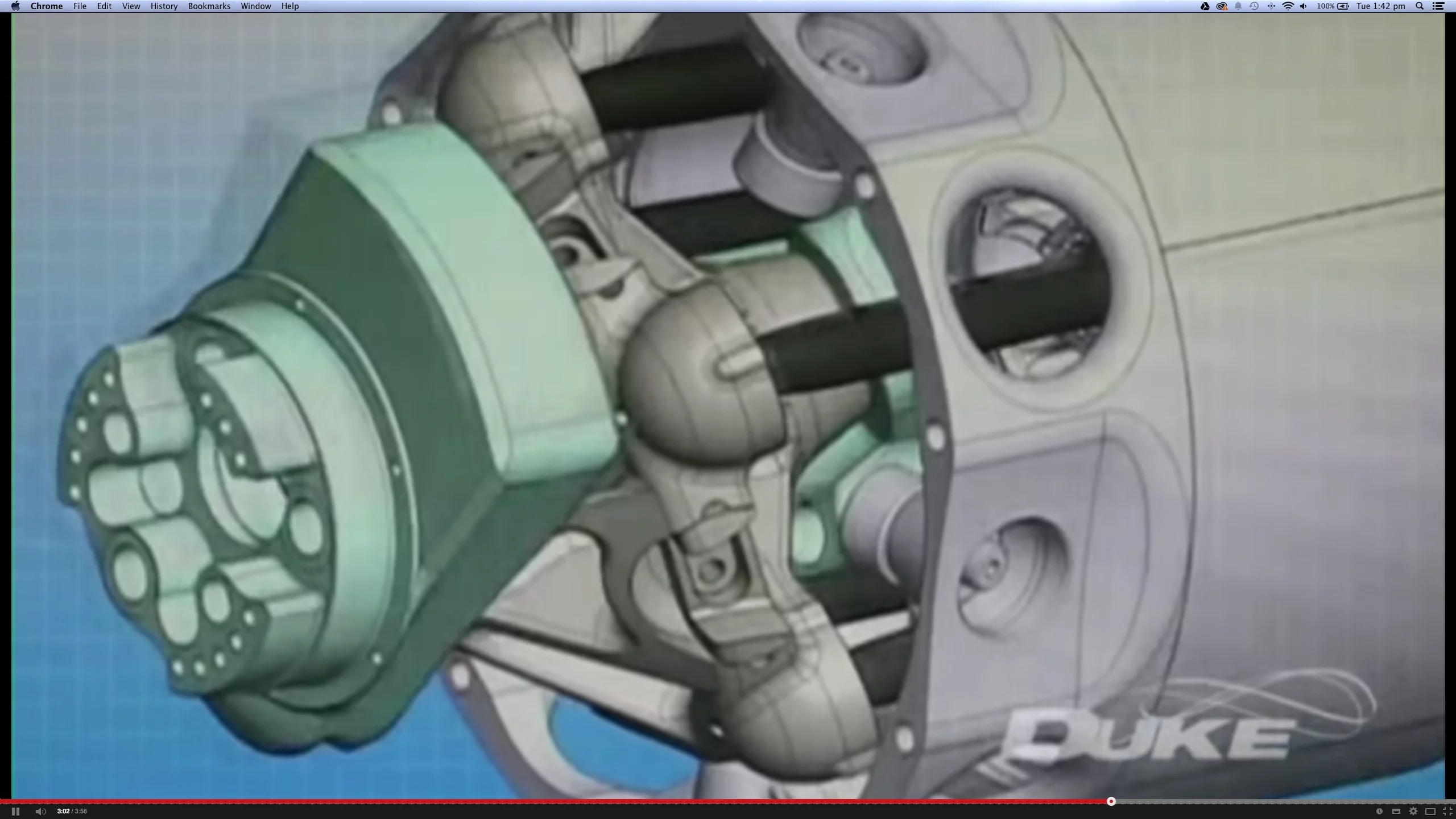 The Duke Engine features axially mounted pistons that drive a star-shaped reciprocator