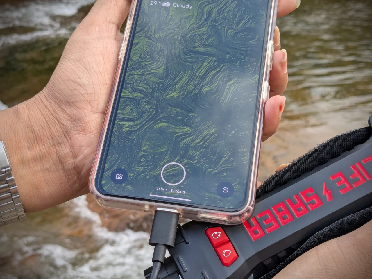 The Lifesaber also serves as a power bank, housing an upgraded 5,000-mAh rechargeable battery