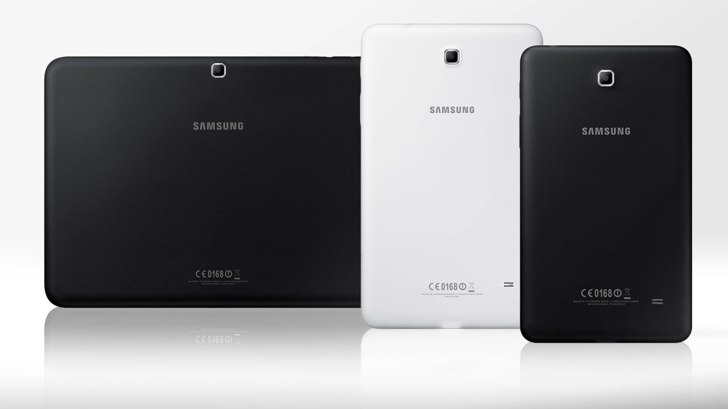 Samsung didn't confirm this, but it looks like the new tablets have faux leather backings