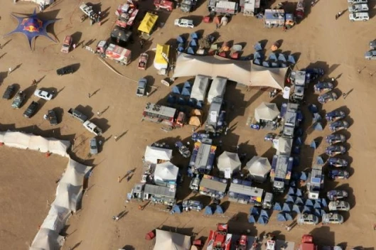 The size of the Volkswagen contingent is obvious from this aerial shot