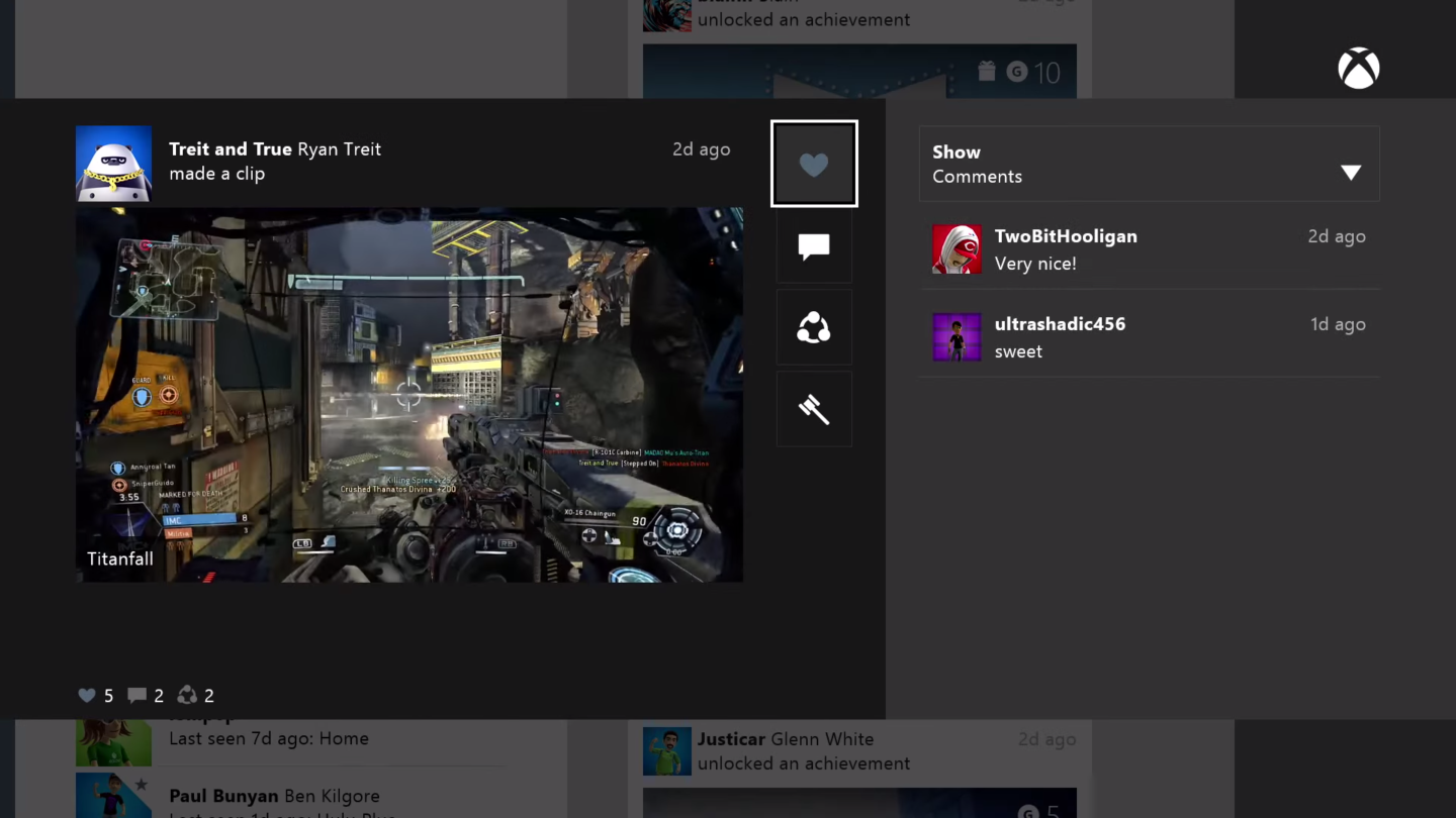 The Xbox One will receive improved social features