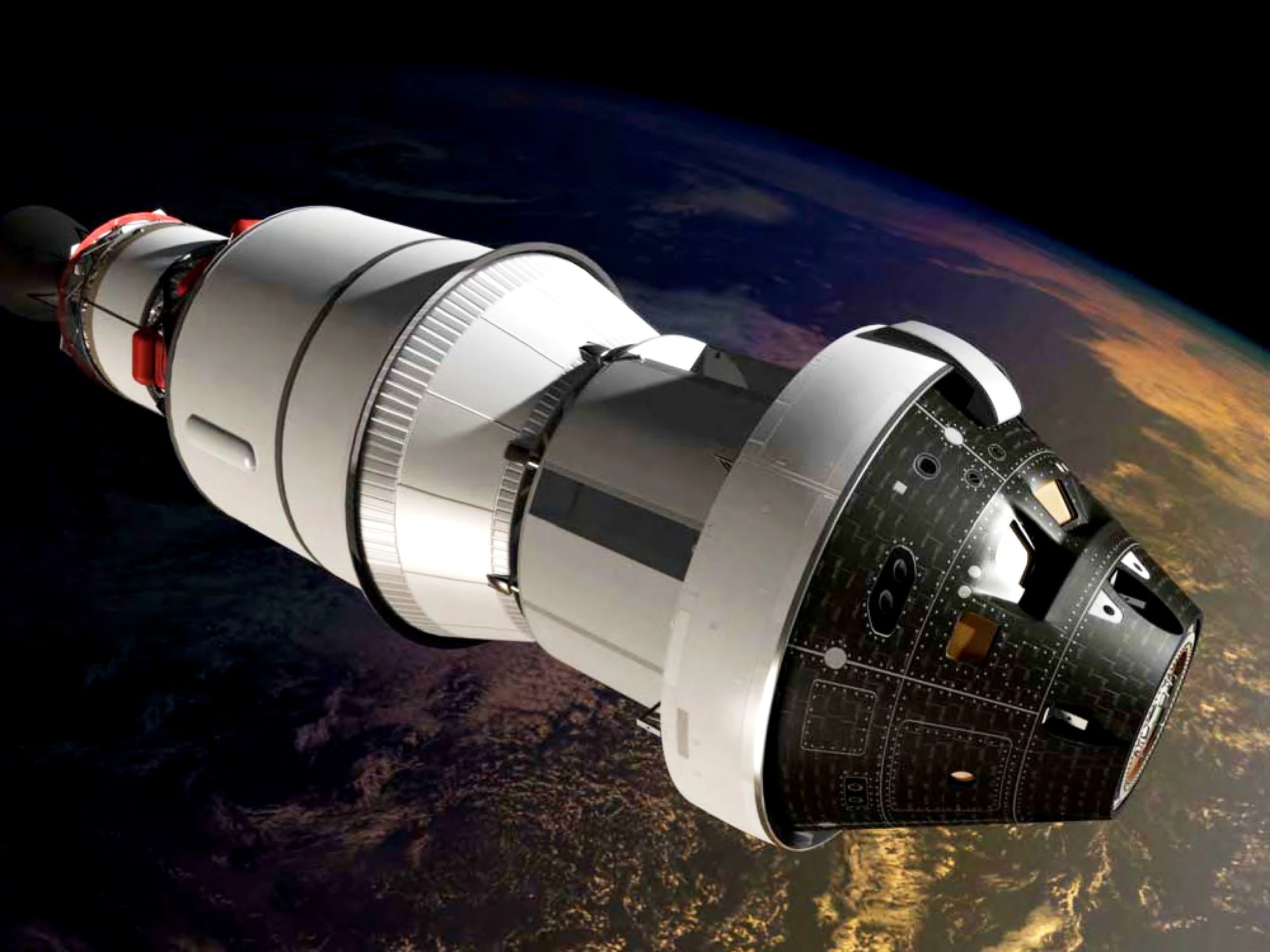 Artist's impression of Orion in orbit during its maiden test flight (Image: NASA)