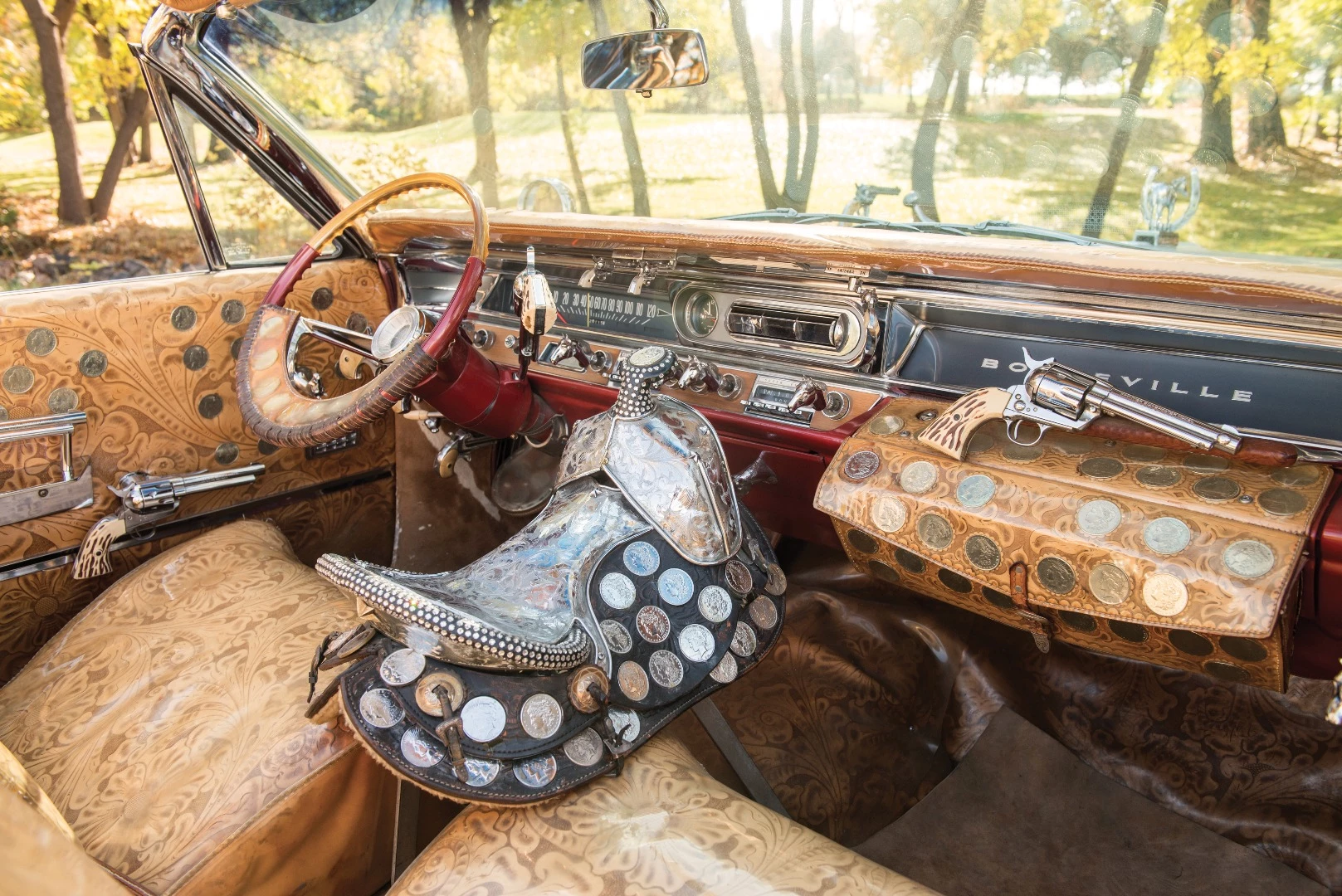 Roy Rogers' 1963 Pontiac Bonneville Nudiemobile fetched $308,000, which is a record for a Bonneville, but still less than his saddle ($386,500) or his Martin guitar ($554,500).