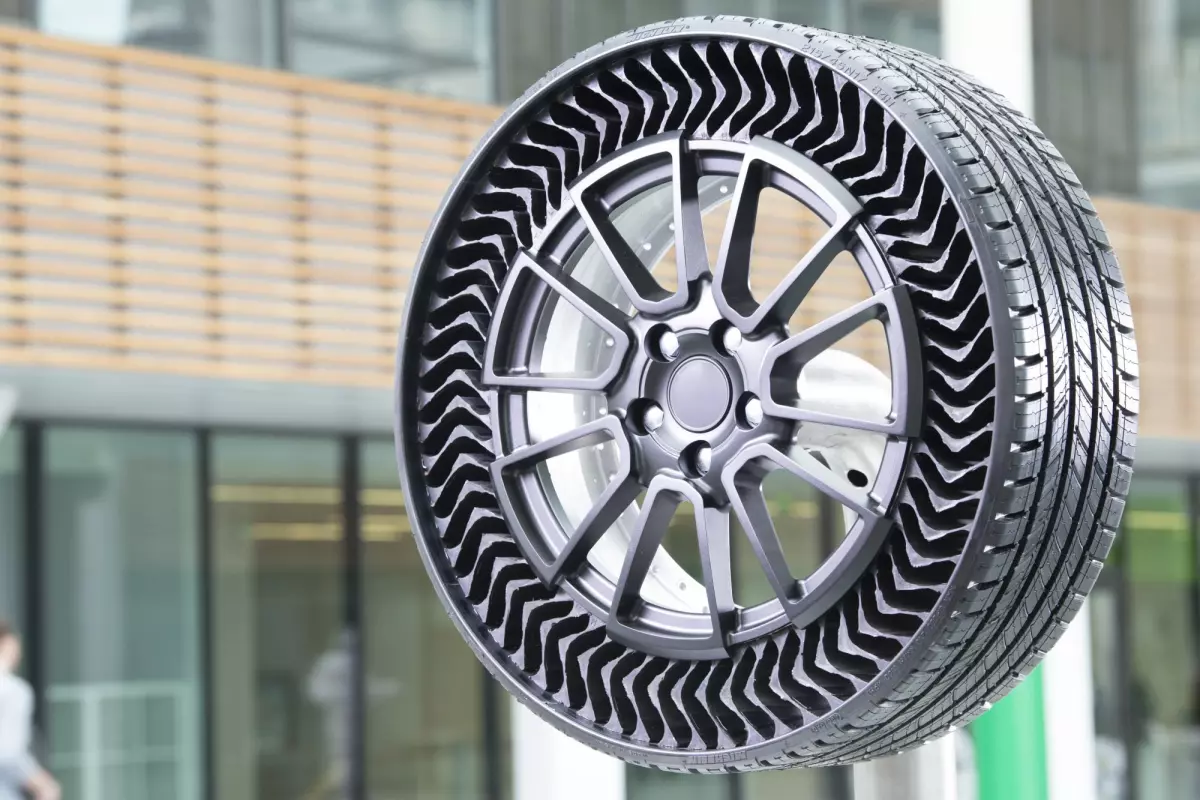 Michelin's Uptis tire, being developed in partnership with GM, places an airless structure on top of a specially designed rim