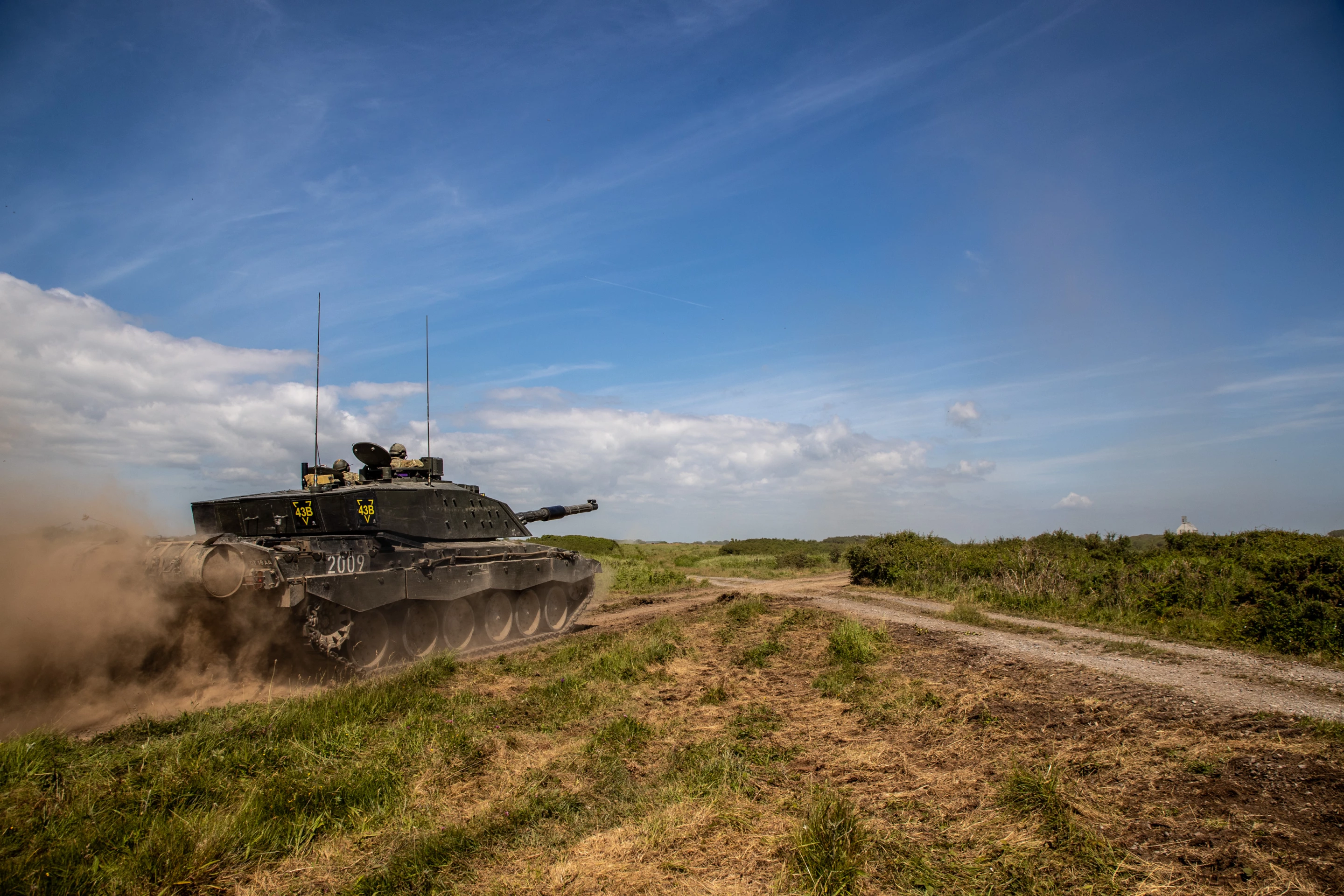 Challenger 2 Main Battle Tank moving at speed