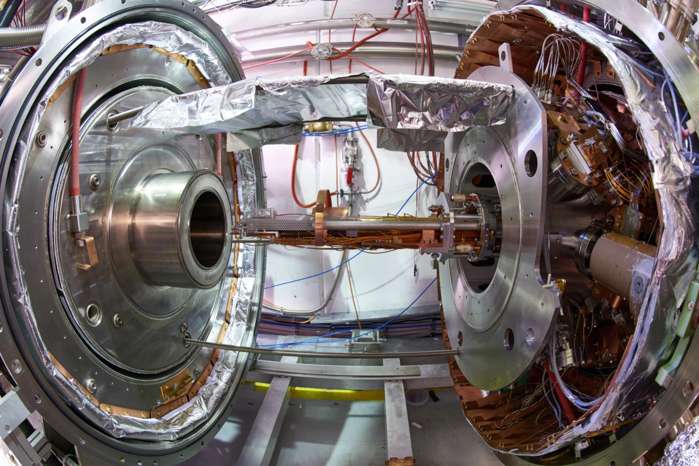 A section of the BASE experiment at CERN, where antimatter is produced and stored in the lab