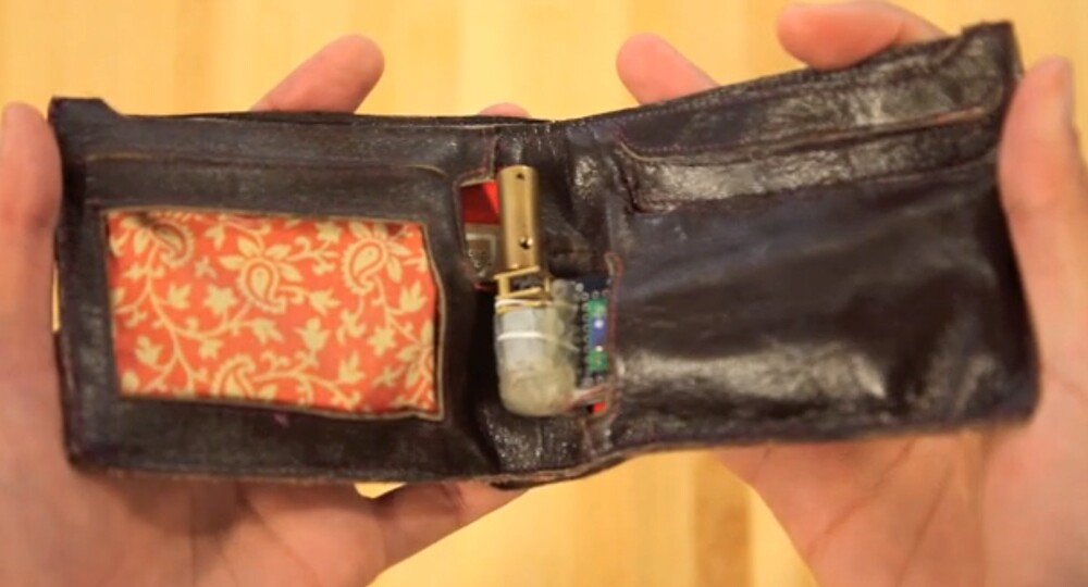 The hinge of the prototype Mother Bear wallet