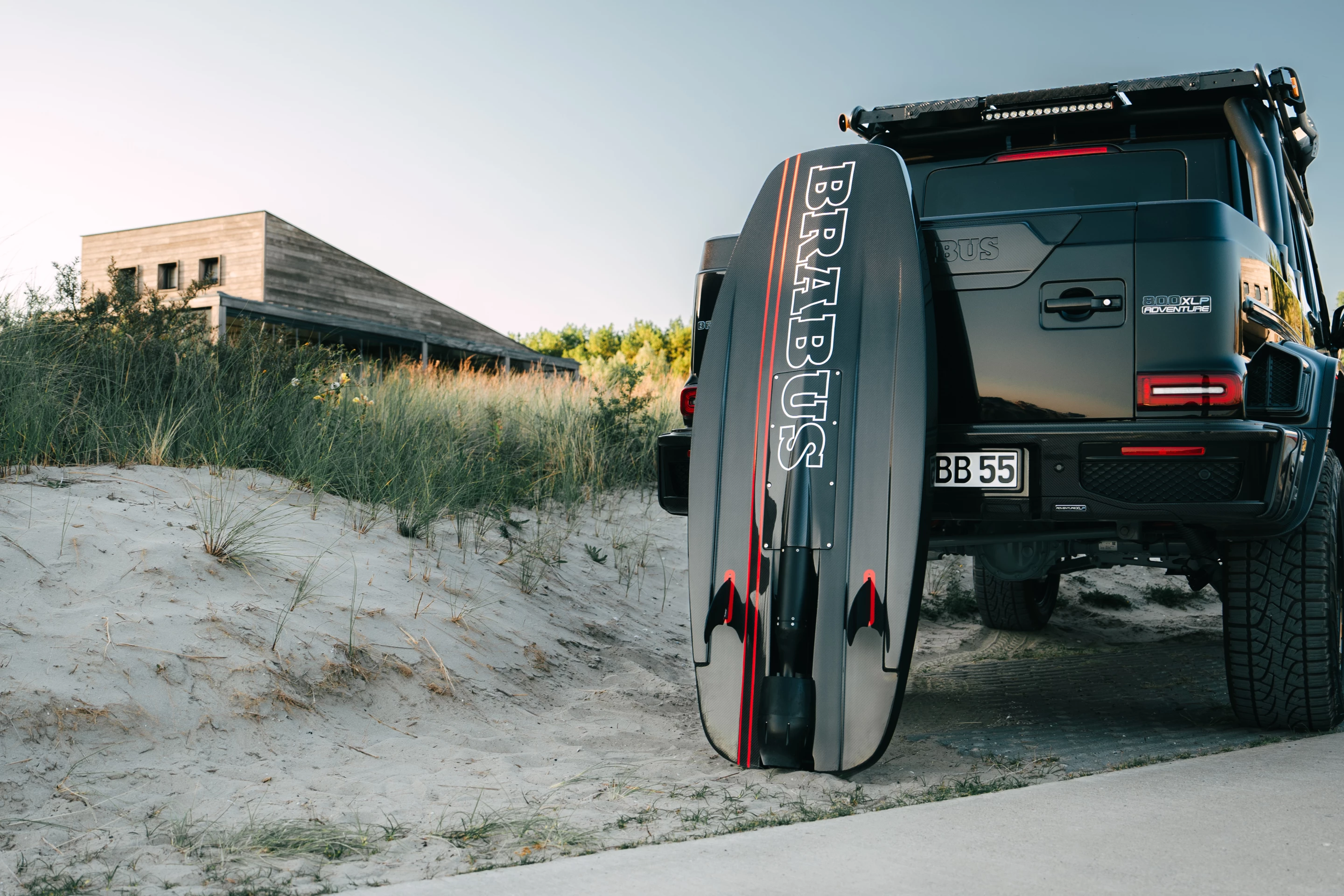 Glossy black and red accenting plus bold Brabus branding
