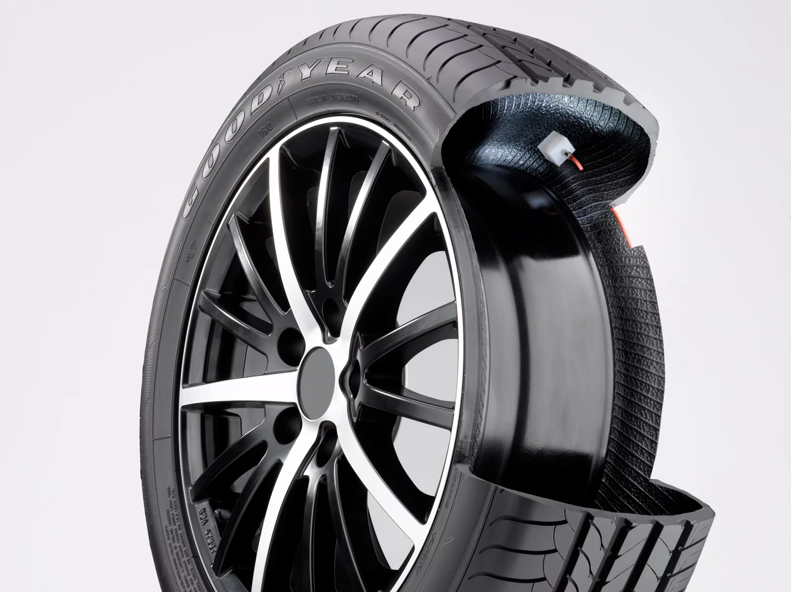 All the components of Goodyear's AMT system are contained within the tire
