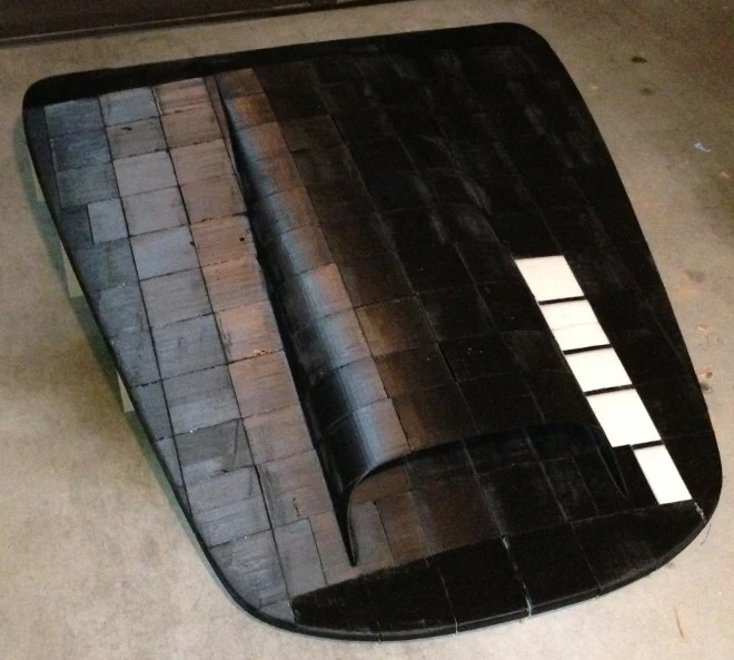 Finished 3D hood showing the number of printed pieces required to complete one section (Photo: Ivan Sentch)