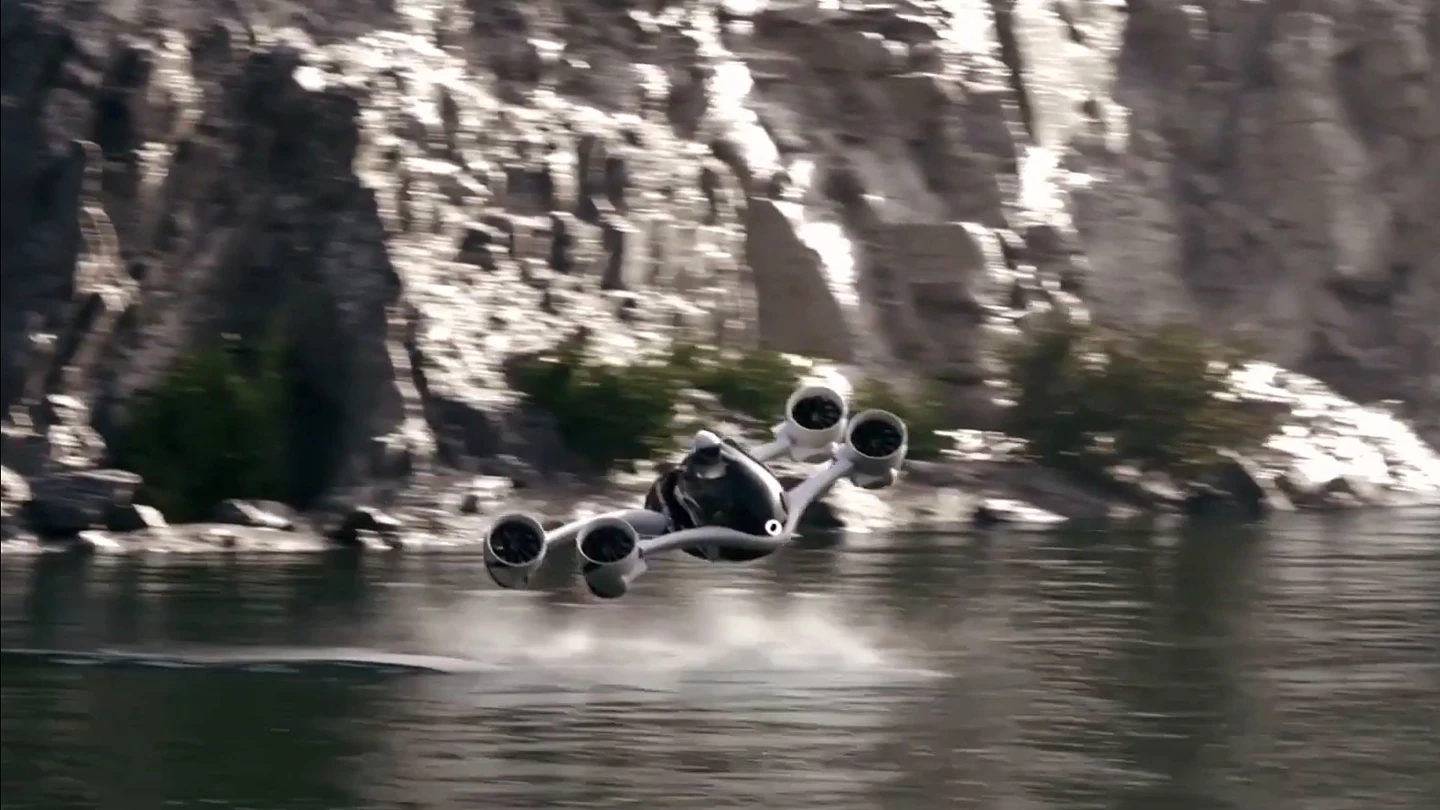 The UDX Airwolf blasting out of a canyon