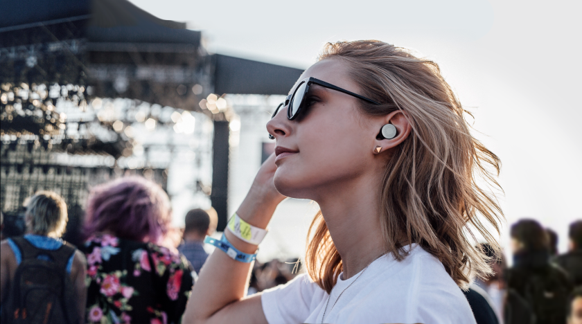 A Doppler Labs press shot showing Here in action at a concert