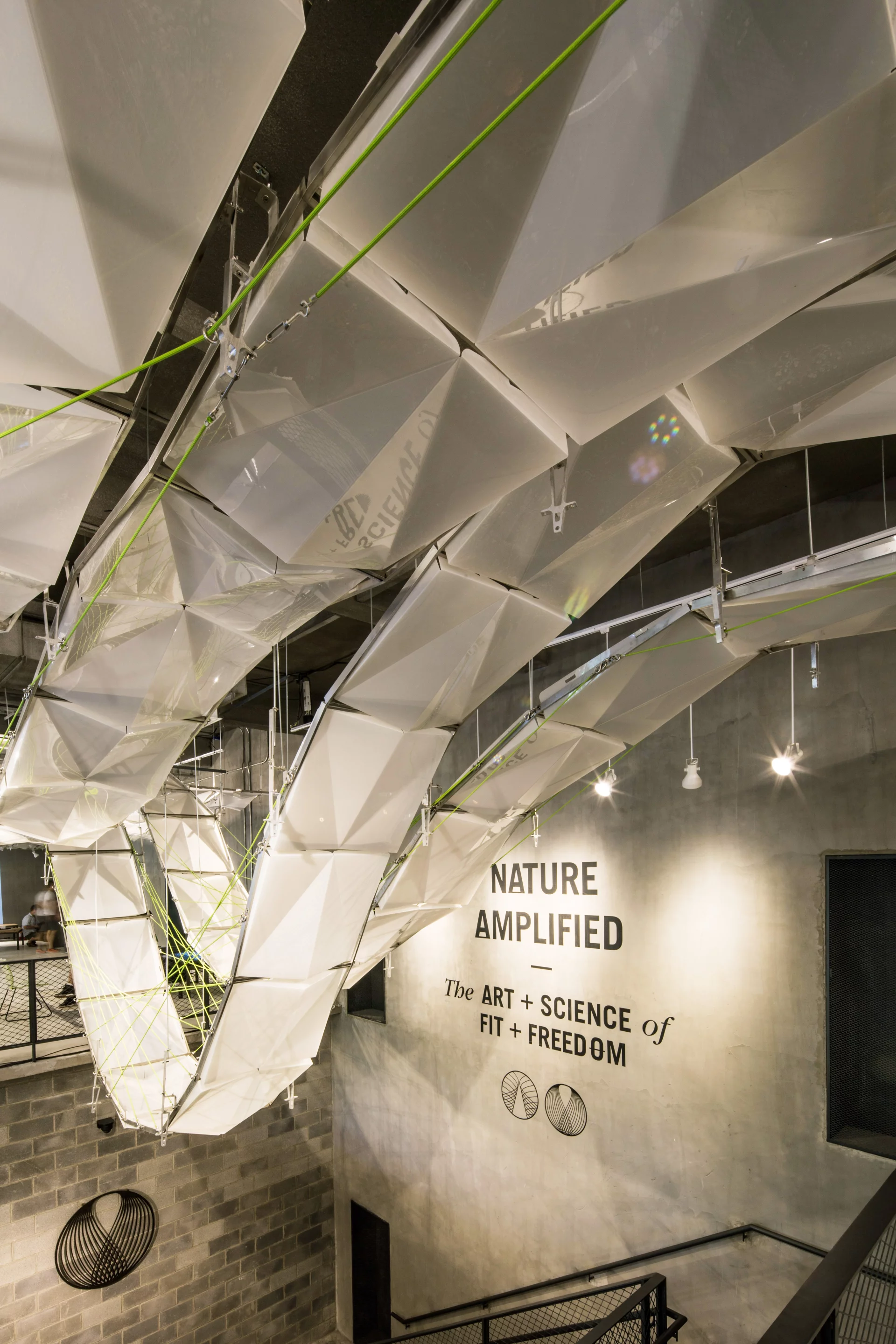 The X158 Store features an art exhibition titled "Nature Amplified: The Art + Science of Fit + Freedom" upstairs