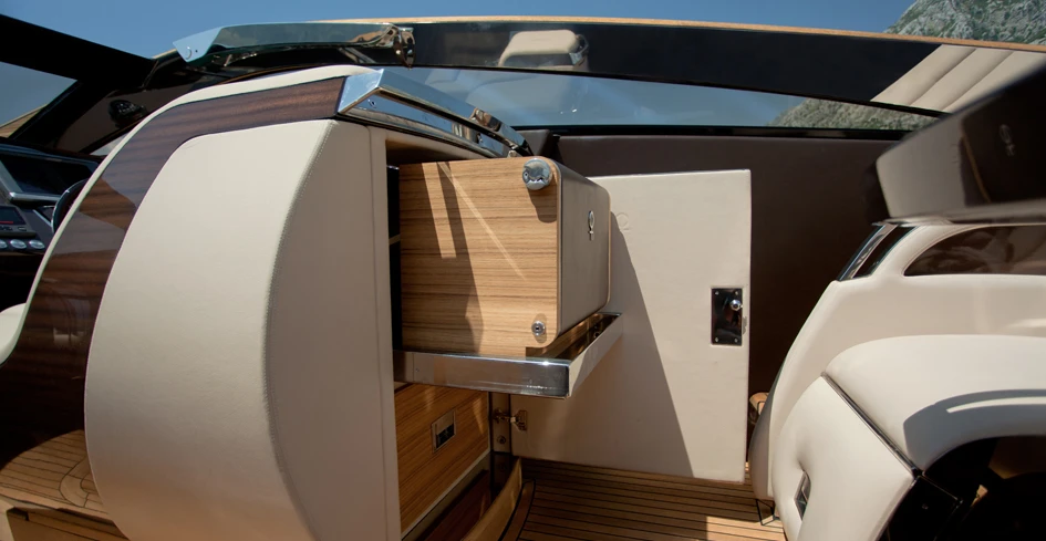 The pilot's chair conceals a refrigerator and picnic box