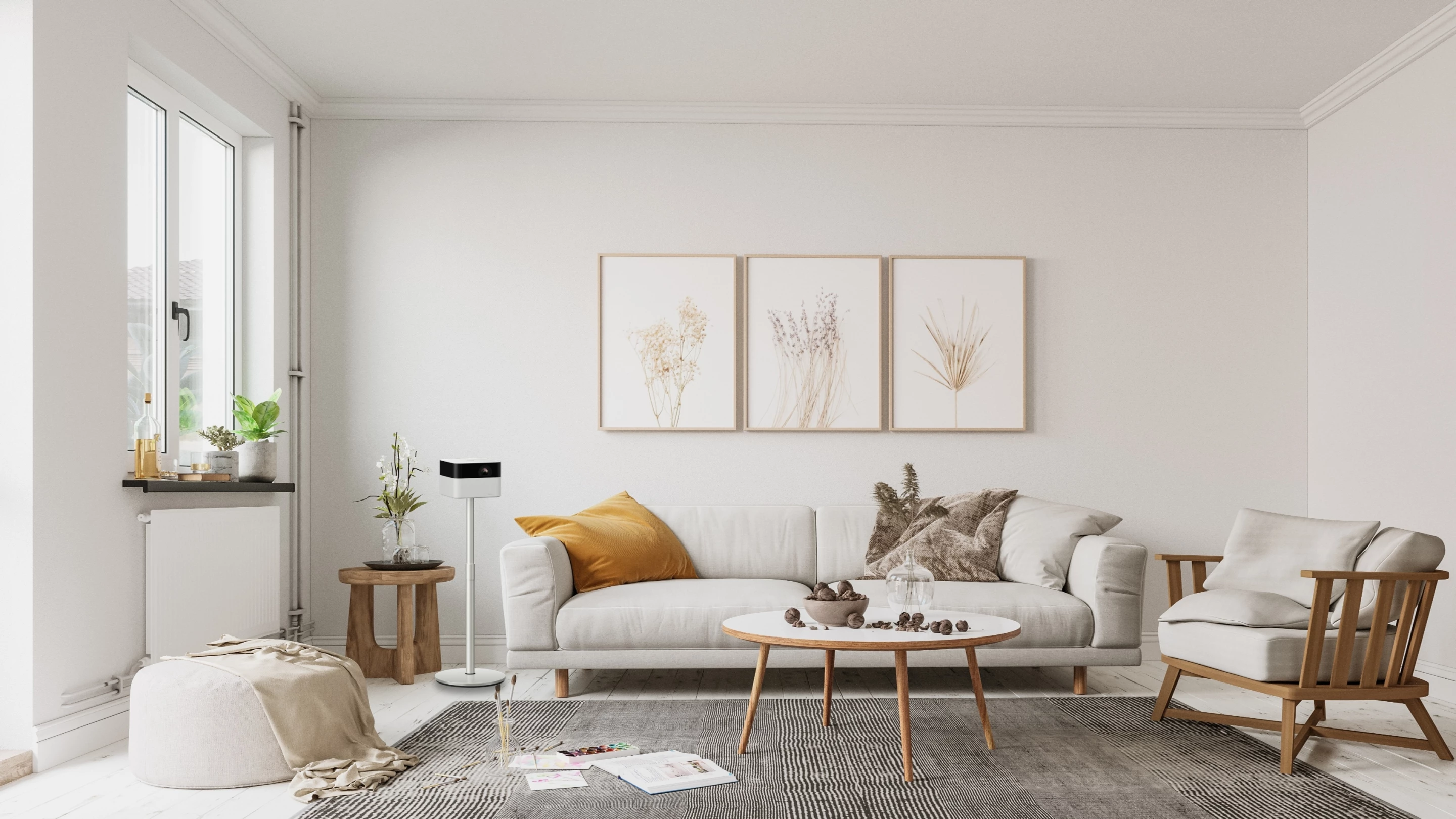 Both the Flex (sans mood lamp) Full HD model and the 4K Flex Plus (with mood lamp) can be optioned with an adjustable floor stand