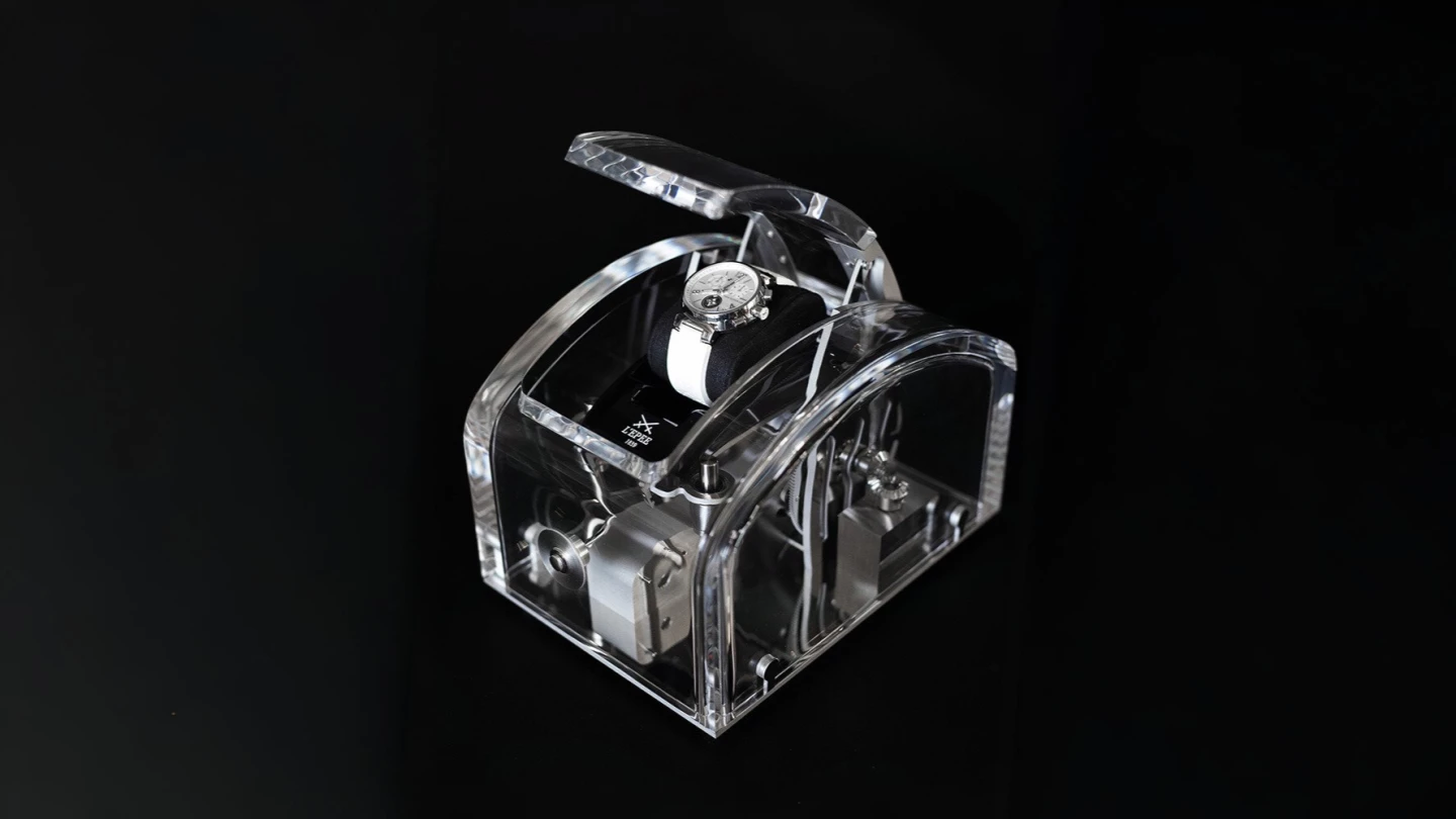 The Watch Box is designed to stow and display high-end wristwatches