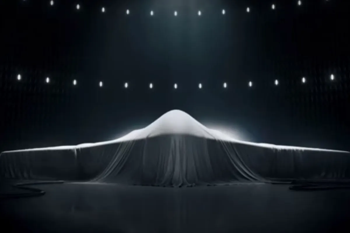 The design and specifications of the Northrop Grumman bomber are still highly classified, as is implied in this still from a recent Northrop advert