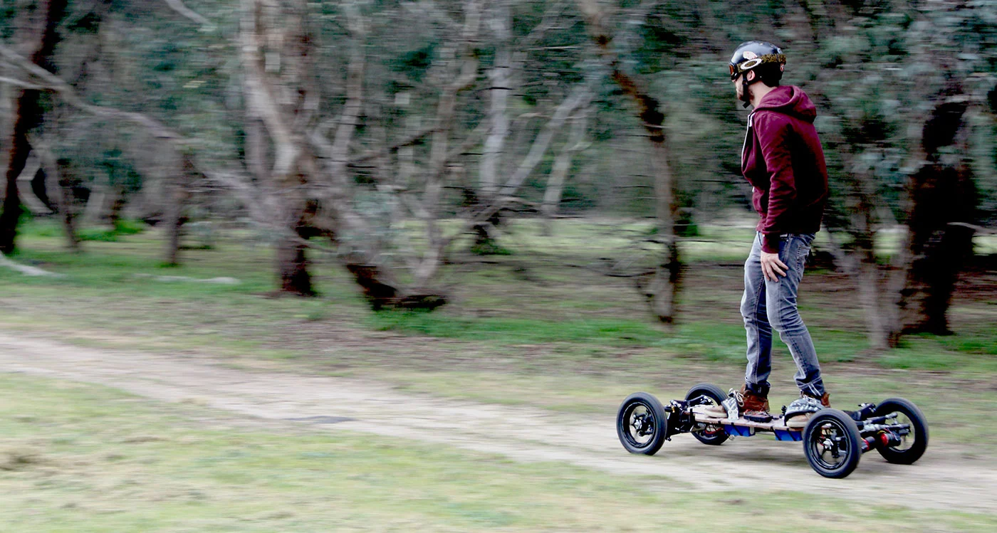 The BajaBoard Gen2 prototype can get a rider from a standstill up to 30 km/h (18 mph) in less than a second