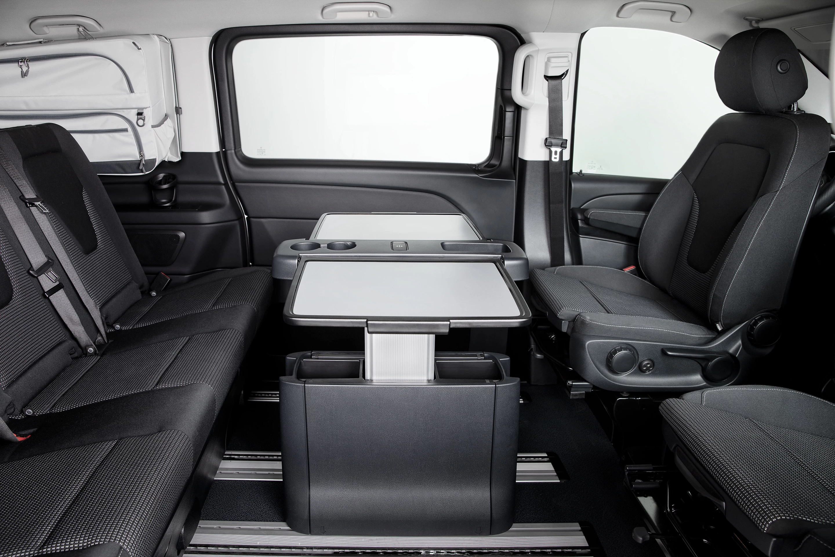 The available floor rail-mounted table for the EQV Adventure