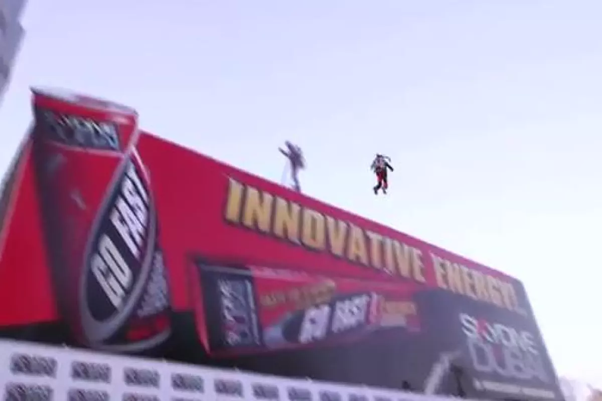 The jetpack pilot puts an exclamation point on this ad