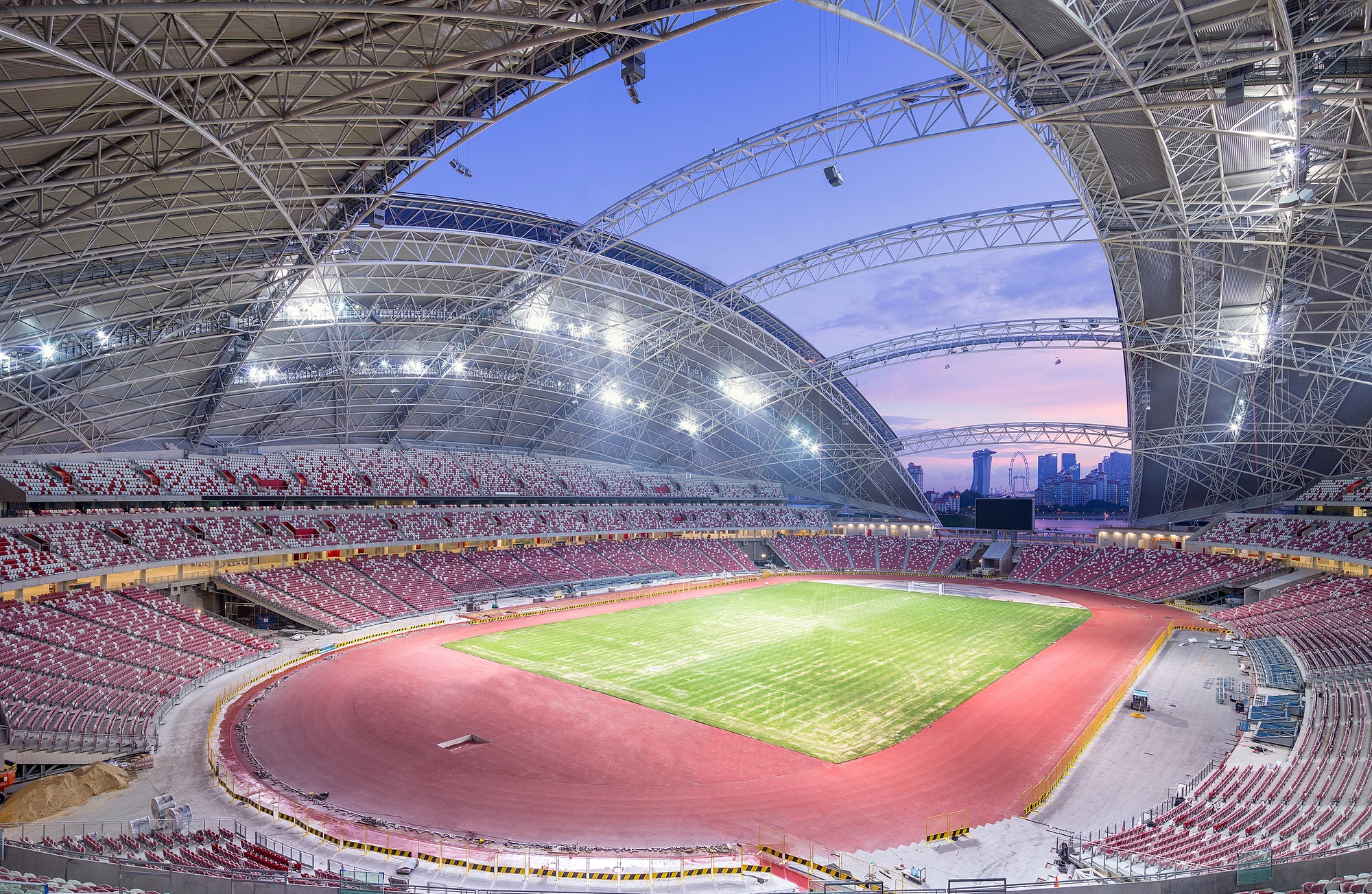 The stadium can host athletics, soccer, rugby, or cricket, converting in around 48 hours (Photo: DP Architects)