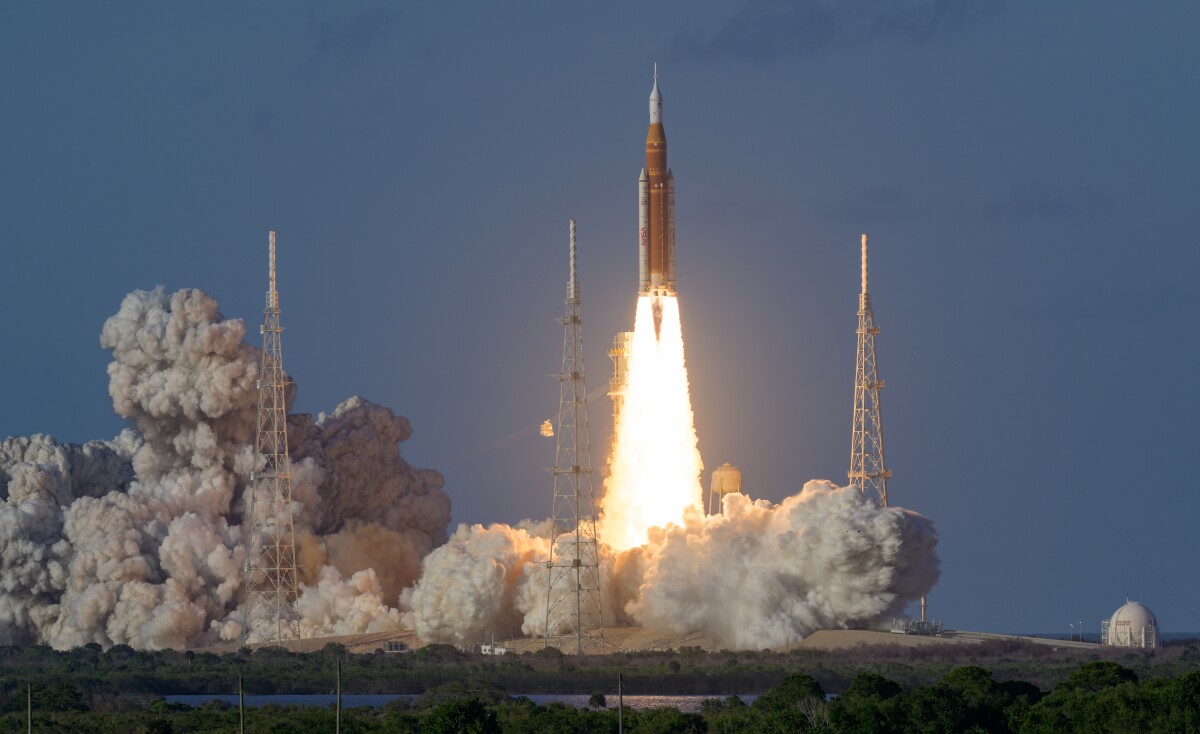 Lift off for first manned Moon mission in 53 years