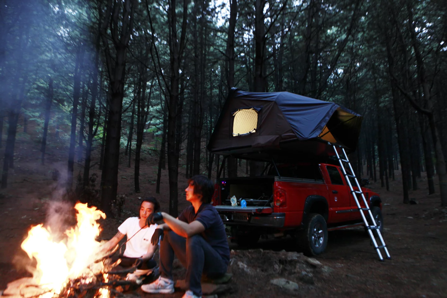 At camp, the Skycamp offers an elevated tent with king-size bed