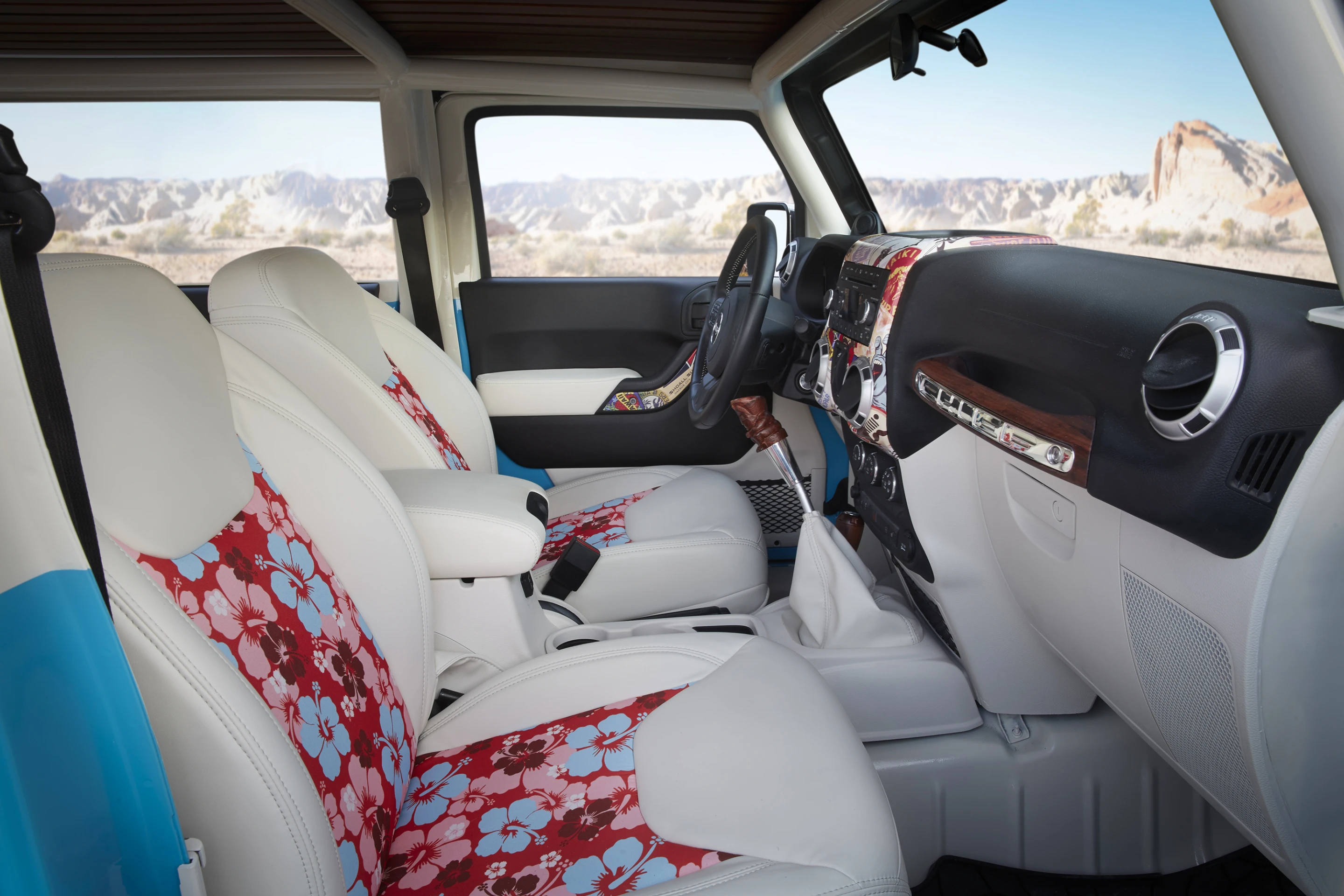 The Jeep Chief is highly Hawaiian-inspired inside, but it seems like it should have a dash-top hula girl