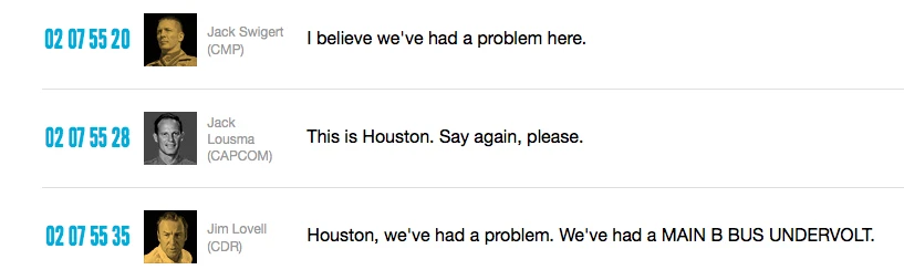 The often (slightly) misquoted words spoken during the Apollo 13 mission