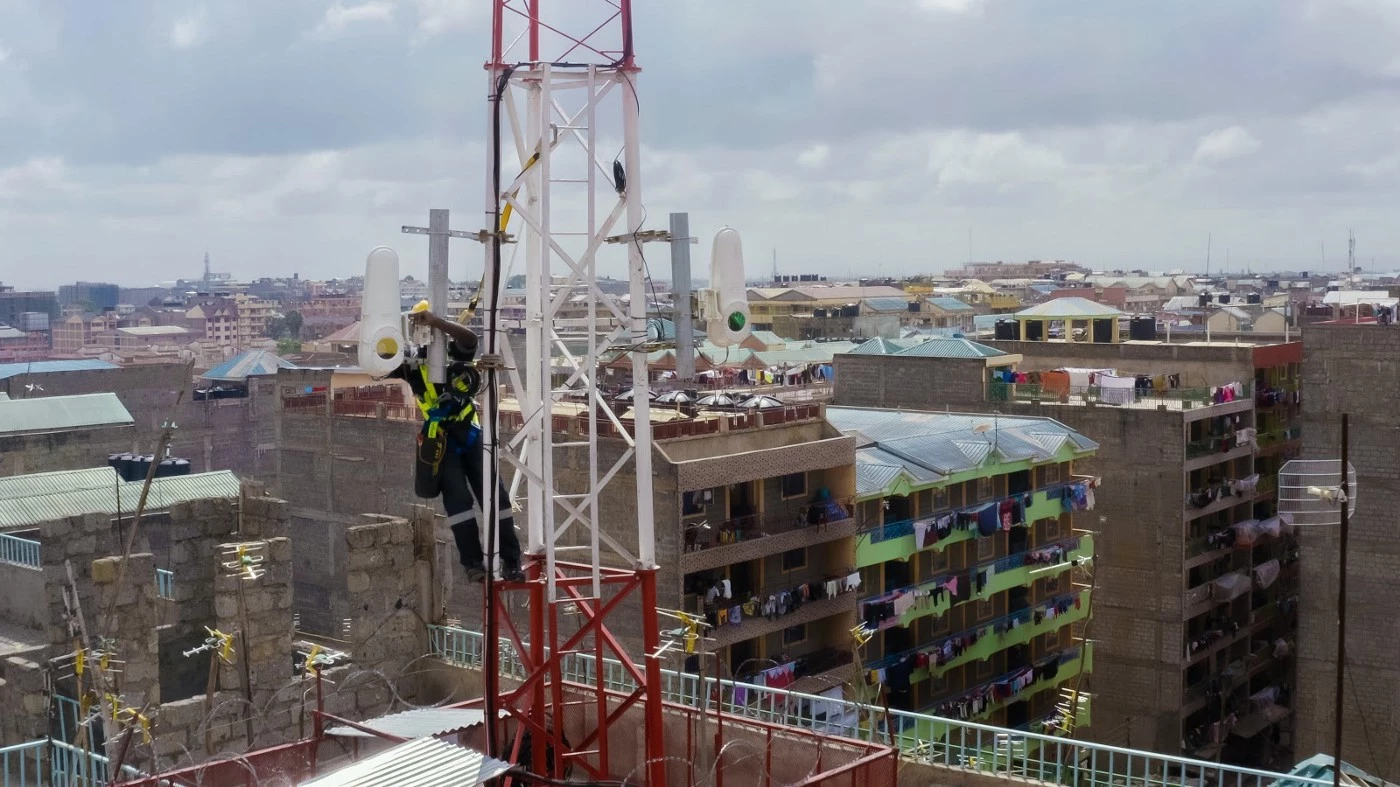 The Taara wireless optical communications technology is installed high above the ground to try and ensure constant line-of-site operation between