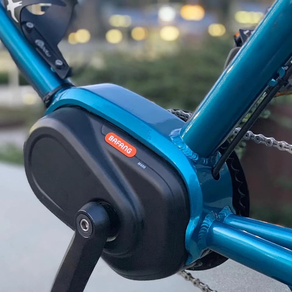 The Bafang M400 drivetrain and rear-mounted battery combination is reported good for between 25 and 60 miles of pedal-assist range