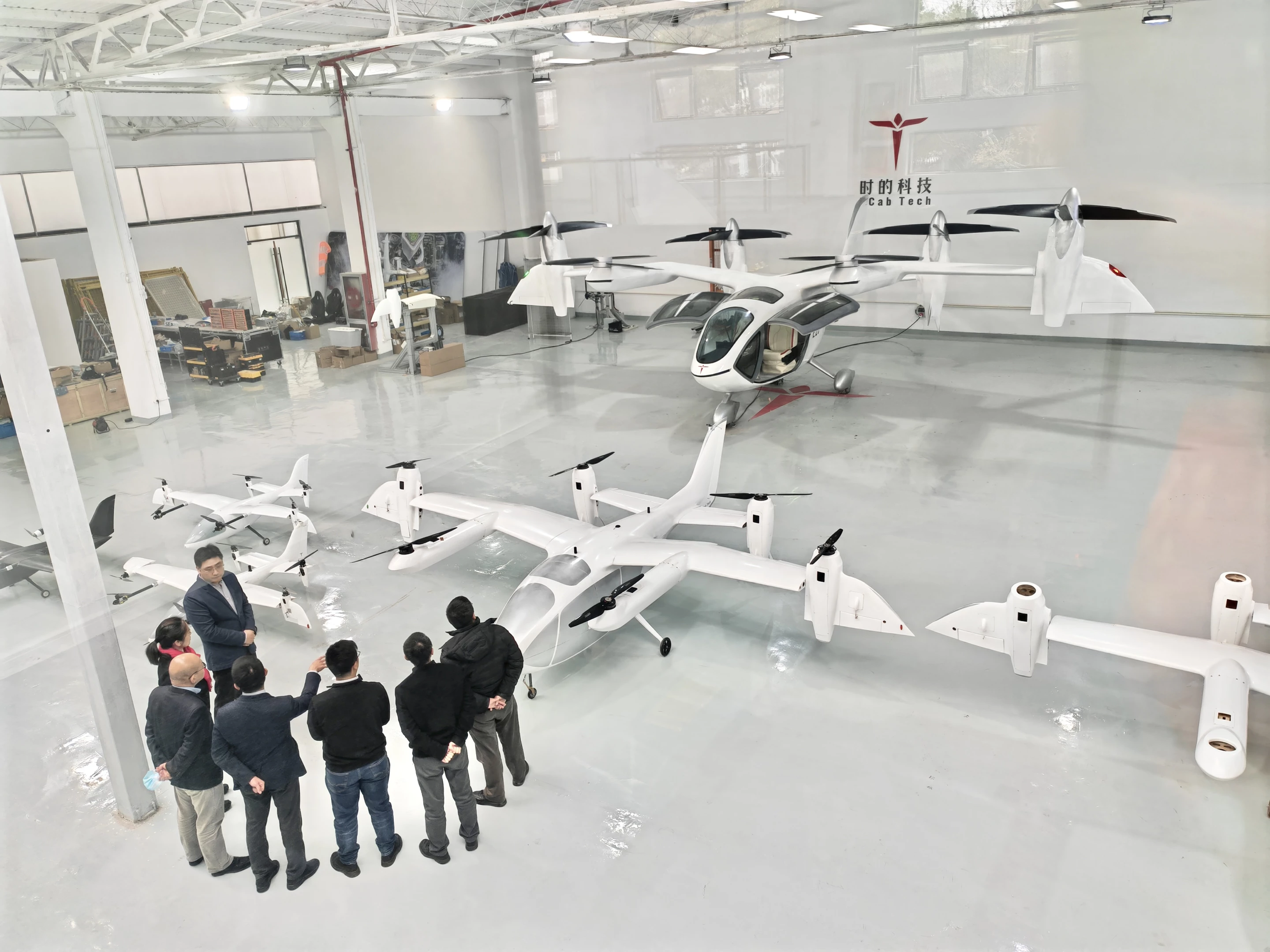 Chinese aviation authority inspectors at TCab's assembly workshop in January 2022