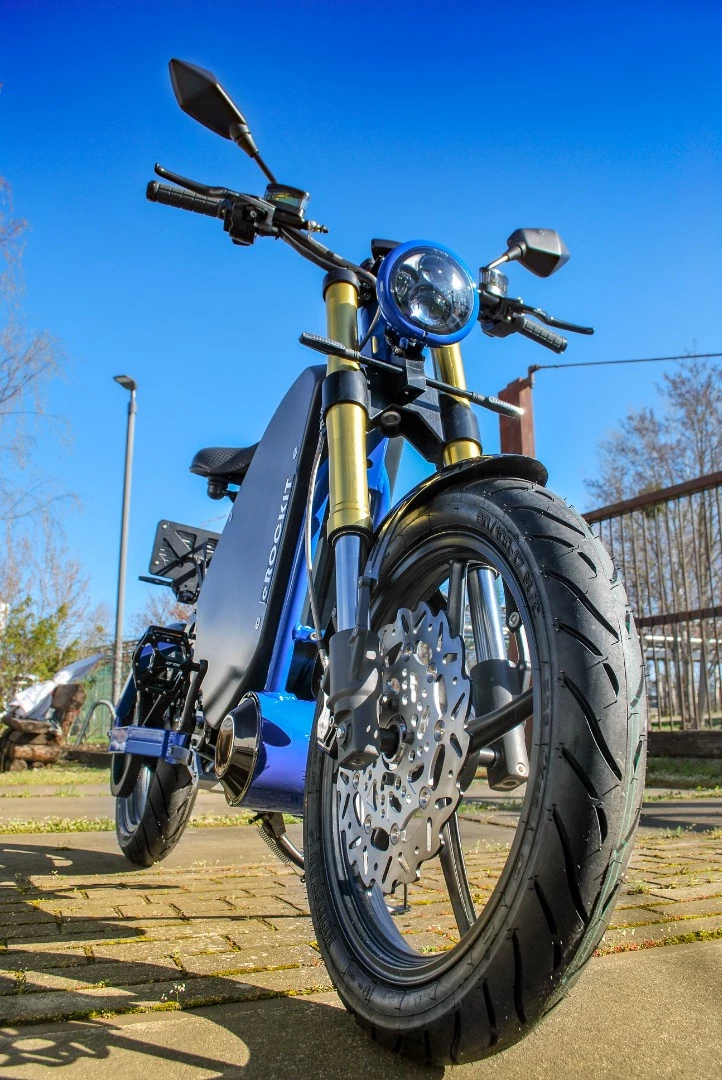 The striking eRockit has a top speed of 80 km/h and a per charge range of over 120 km