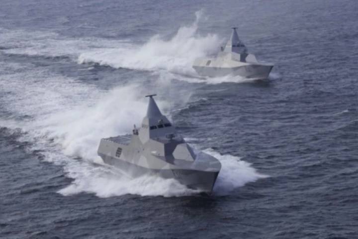 Stealth ships: HMS Helsingborg and HMS Visby.Photo: Peter Nilsson/Kockums AB