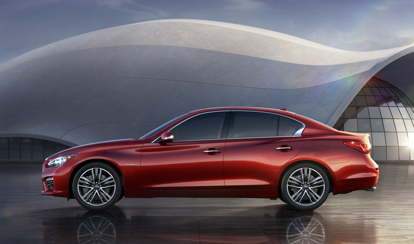 On profile the new Q50 is more fluid along its flanks than the old sedan thanks to Infiniti's new design language