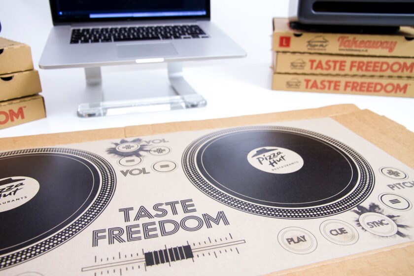 A MIDI function is used to assign each of the controls on the pizza box to a corresponding control in the user's chosen software