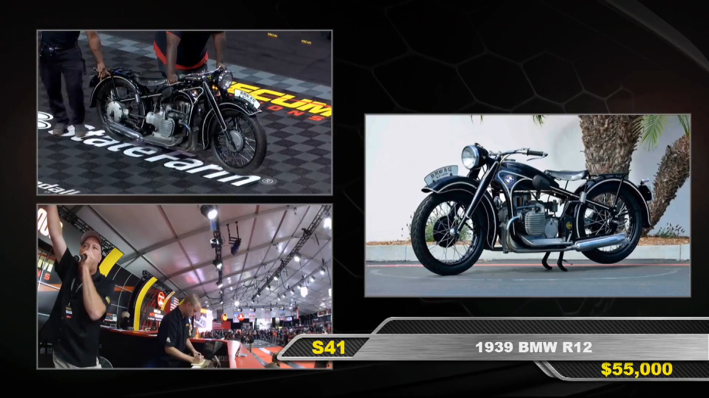 1939 BMW R12 | High Bid: $55,000 | Estimate: $50,000 - $75,000 | Auctioneer: Mecum | Lot S41 | Auction Description