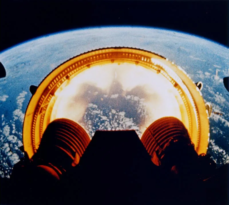 The S-II stage separating and shedding its connector ring