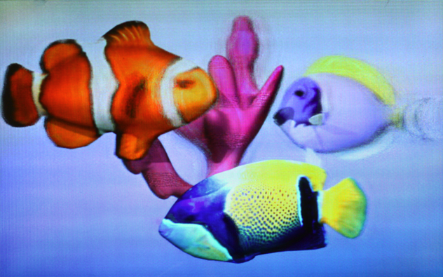 The new glasses-free 3-D video system uses three layered LCD panels to build a composite image that would reach one eye at one viewing angle (Image: Camera Culture group)