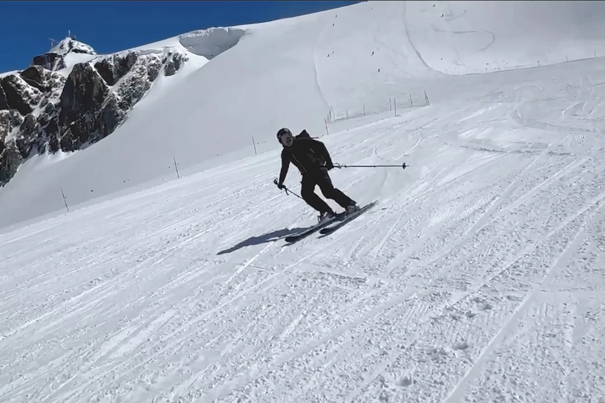 The user simply skis back down the mountain, just like they would on normal downhill skis